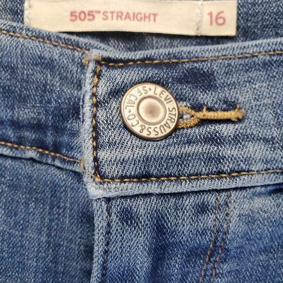 Levis Jeans Womens Size 16 Blue 505 Straight Stretch Denim Classic - Picture 10 of 13